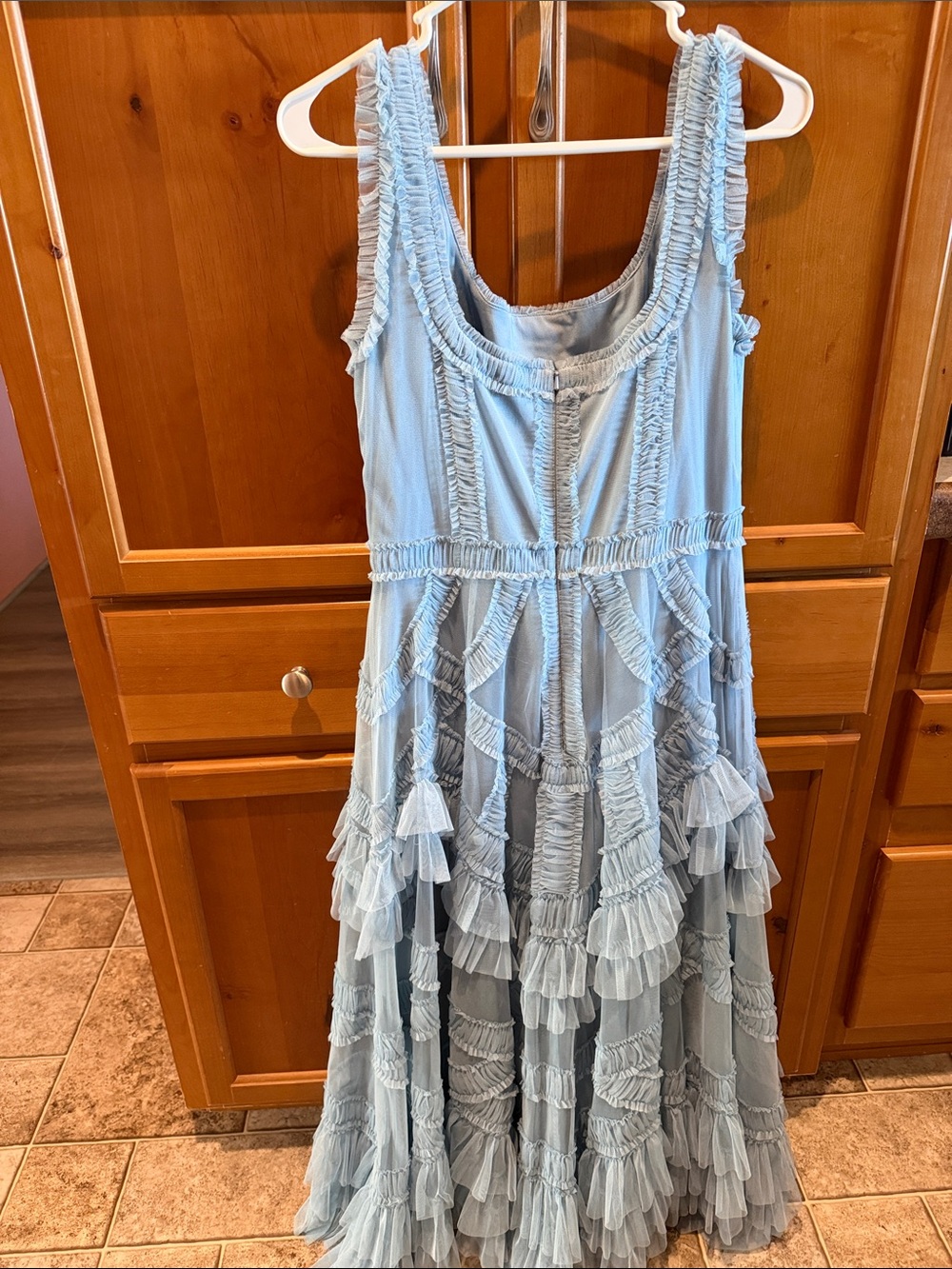 Mac Duggal Light Blue Ruffled Tiered Maxi Dress - Picture 2 of 3